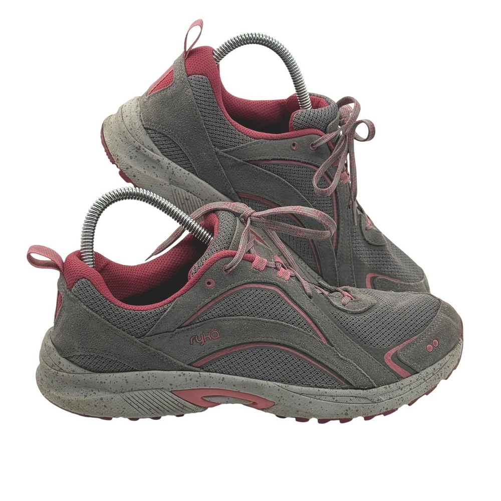 Ryka Sky Walk Trail‎ Sneakers Womens 11M Grey Pink Leather Mesh Hiking Walking